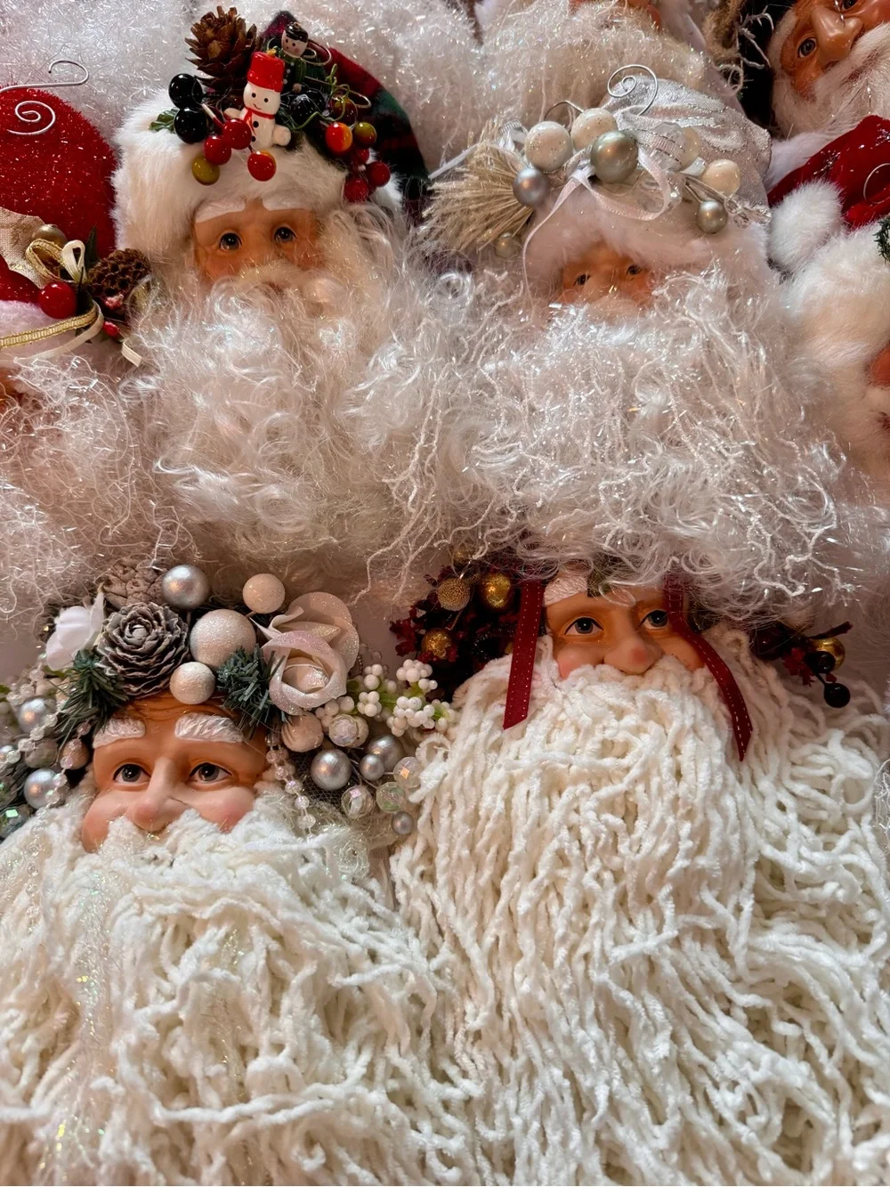 64 Santa Head Ornaments - with Beards & Festive Hats